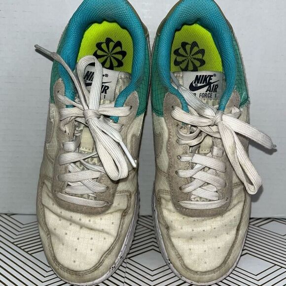 Nike Women’s Size 7.5 Air Force 1 Crater M2Z2 White Dynamic Turquoise Sneakers - Picture 6 of 8